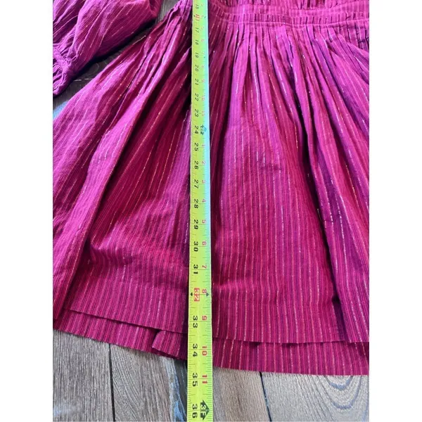 Ulla Johnson Rory Metallic Cotton Long Sleeve Mini‎ Dress Ruby Red Size 4 - Image 10