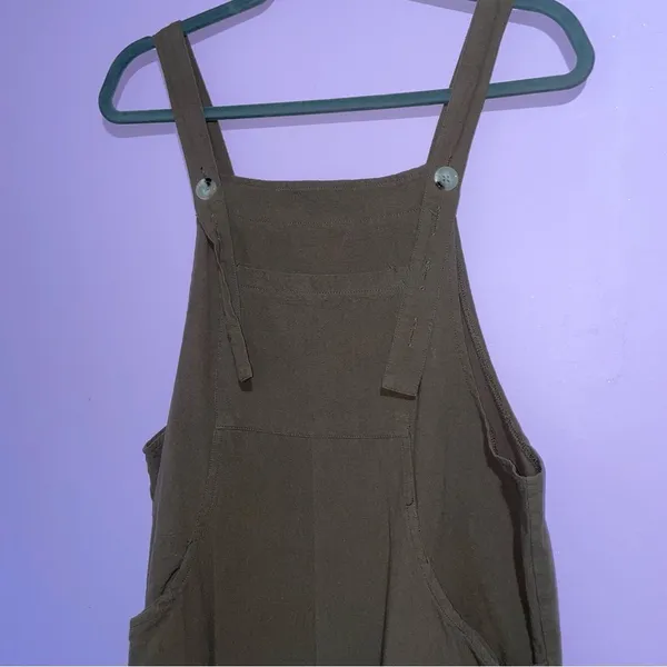 Brown Wide Leg Cotton Overalls Jumpsuit Women M Boho Minimalist Lagom Casual - Image 2