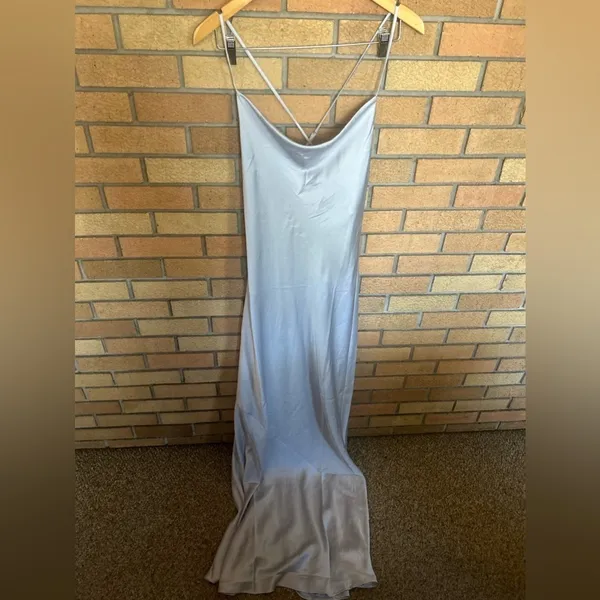 NWT Show Me Your MuMu Tuscany Maxi Slip Dress in Silver Luxe Satin - Size Medium - Image 3