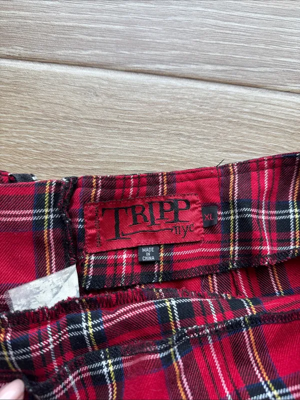 Tripp nyc SET Mini Skirt and Top Plaid Red Black Corset lace up pleated - Image 7