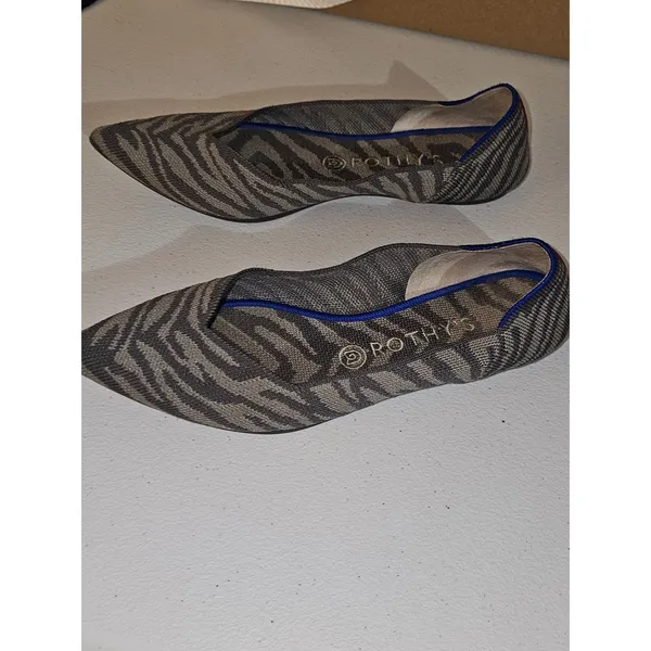 Rothy's Womens The Point Gray Zebra Stripe Ballet Flats‎ Shoes 9.5 - Image 3