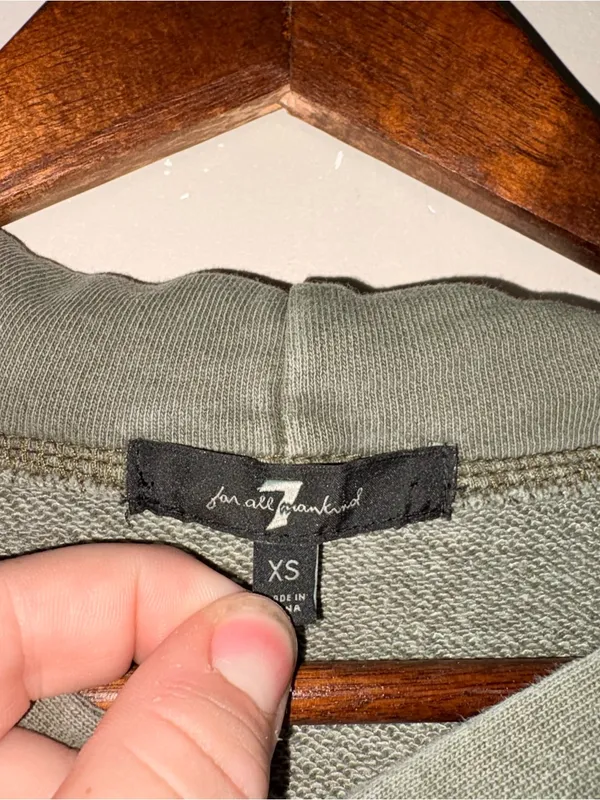 7 For All Mankind Olive Green Hoodie Sweatshirt Dress XS - Image 2