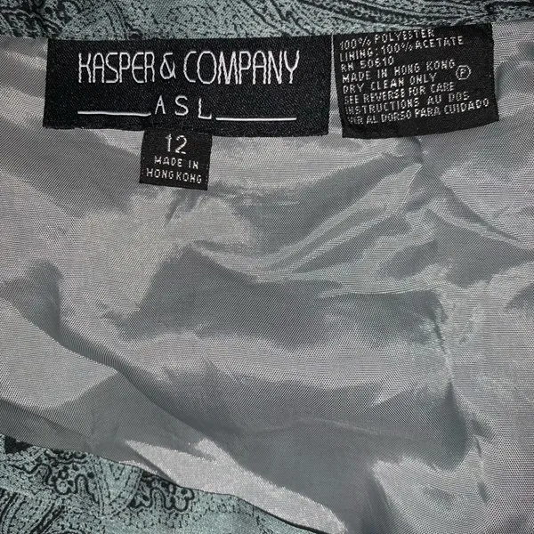 Vintage Kasper & Company Gray/black paisley wrap maxi skirt size 12 - Image 4