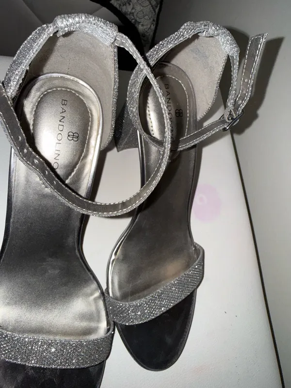Silver Glitter Ankle-Strap Sandals for Women - Image 5