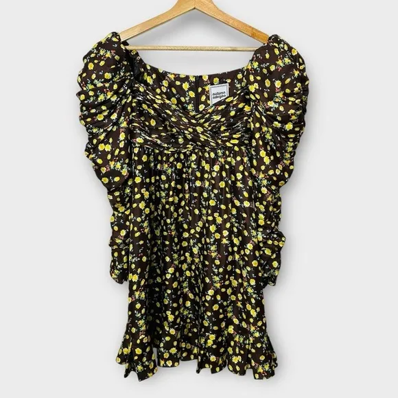 Autumn Adeigbo Bridgette Floral Ruched Empire Mini Dress Size 0‎ Romantic Fairy - Image 3