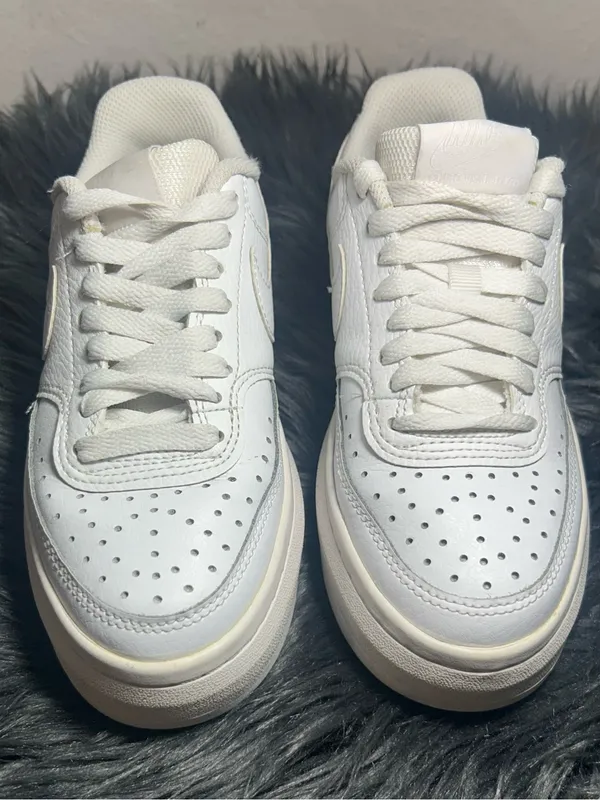 Nike Court Vision Alta White Leather Platform Sneakers Size 5 - Image 4
