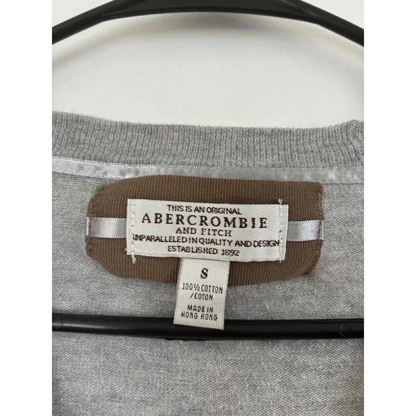 Y2K Abercrombie & Fitch Womens‎ Grey Cotton V-Neck Button Cardigan Sweater Small - Image 7