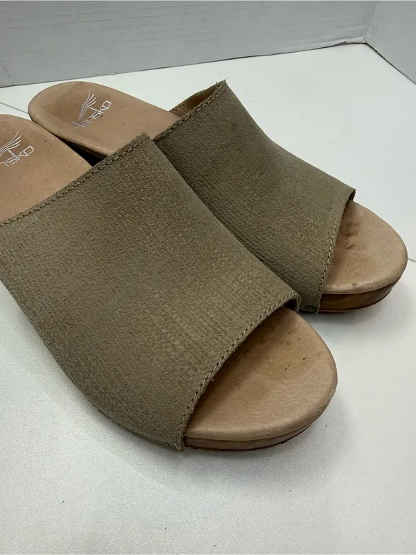 Dansko Maci Taupe Textured Leather Heeled Slide Sandals Size 36 - Image 7