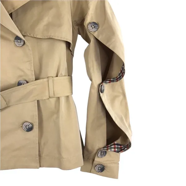 N12H Trench Jacket Sz XS Tan Button Up Sleeve Boho City Chick Rare Preppy NWOT - Image 9