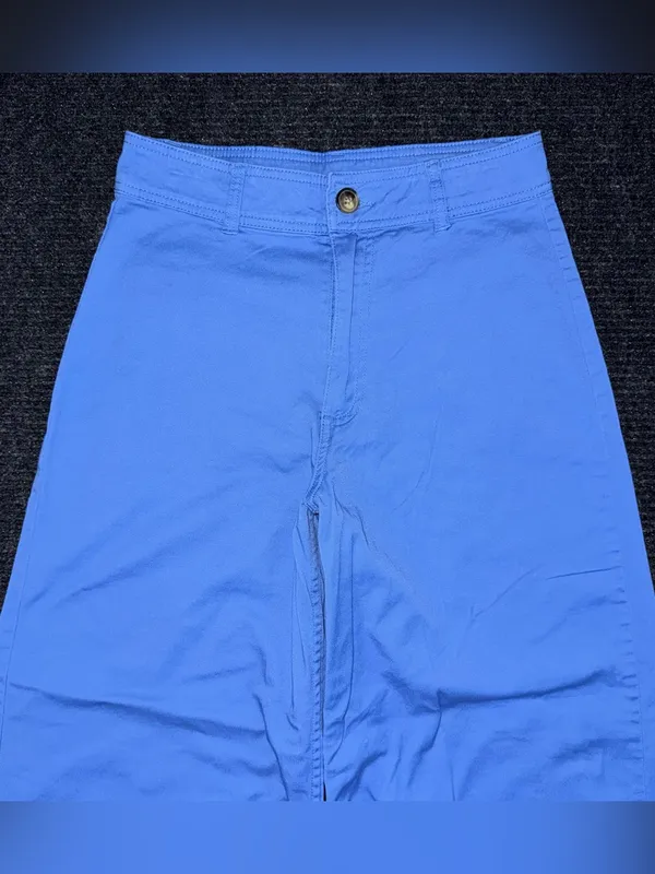 Billabong Side Kick Pants 28 Blue High Rise Wide Leg Raw Hem 90s Beach Surf Boho - Image 3