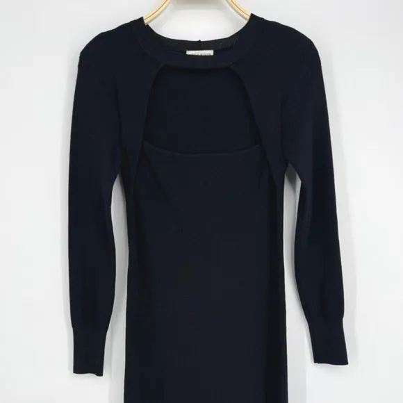 Moon River Midi Dress Medium Black Cutout Long Sleeve‎ Minimalist Chic Elegant - Image 5