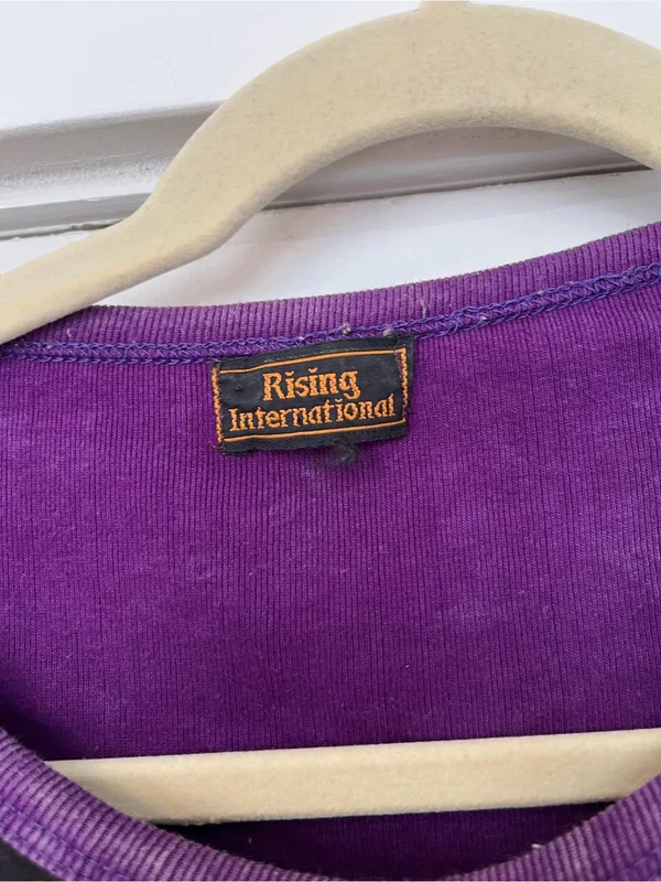Vintage Rising International Purple Patchwork Floral Short Sleeve Tee XL cotton - Image 2