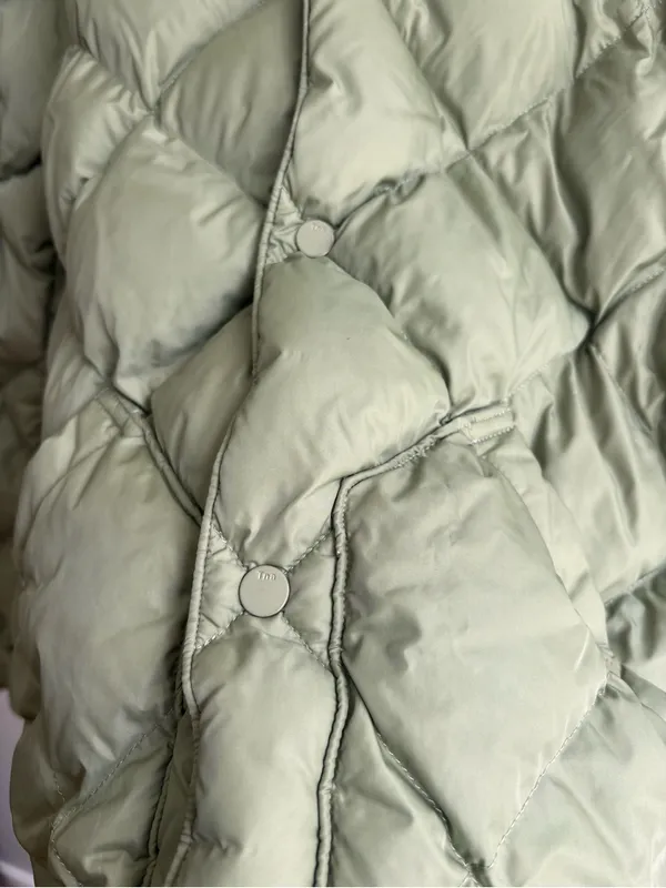 Light Olive Quilted Puffer Jacket TNA Green - Image 3