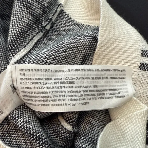 Abercrombie & Fitch Plaid Knit Pullover Turtleneck Sweater‎ Black & White Sz XL - Image 6