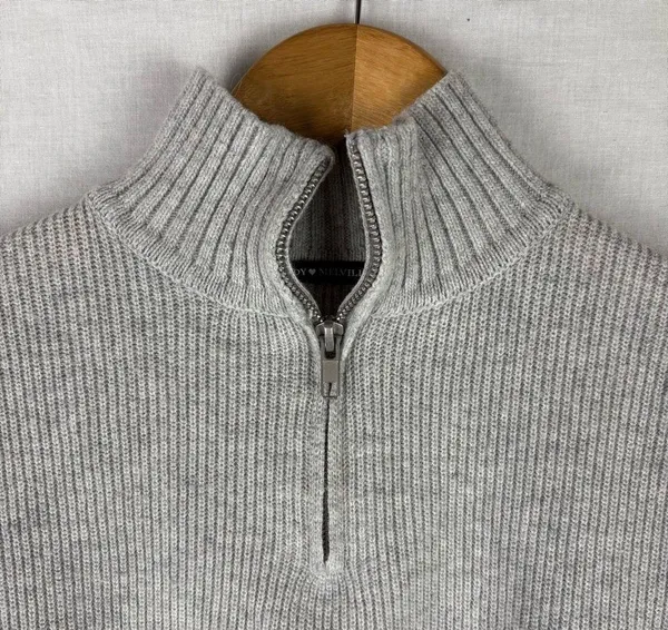 Brandy Melville Quarter Zip Sweater Light Grey - Image 2