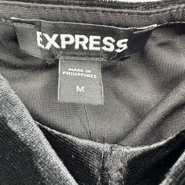 Express Black Velvet Ruched Puff Sleeve Top M NWT Square Neck Romantic Festival - Image 6