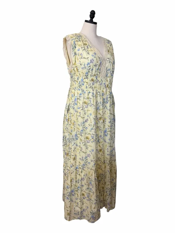 Taylor Maxi Dress 16W Yellow Floral Cotton Lace Smocked Waist NWT Cottagecore - Image 4