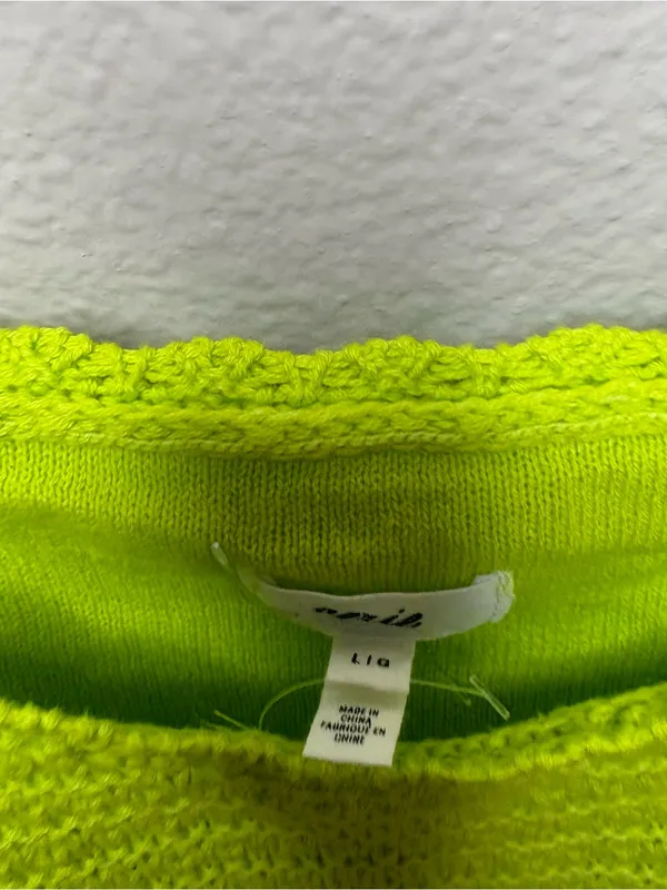 Aerie green crochet knitted cotton ribbed top large Halloween beetlejuice fall p - Image 7