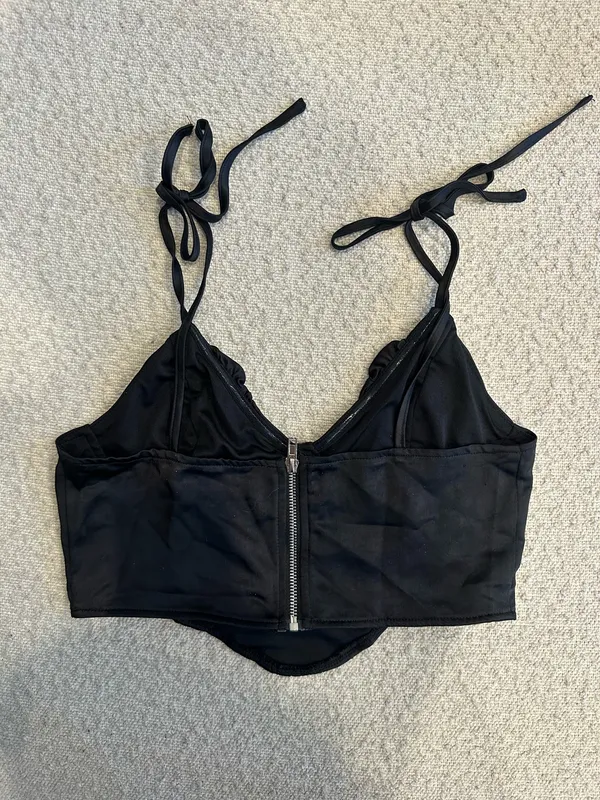 Lulus Black Satin Corset Top  - Image 2