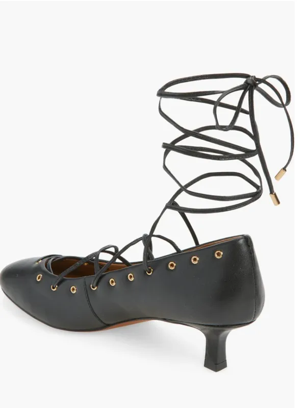 NEW Madewell The Remy Lace-Up Pump 8.5 M, TRUE BLACK Leather With Dust Bag - Image 2