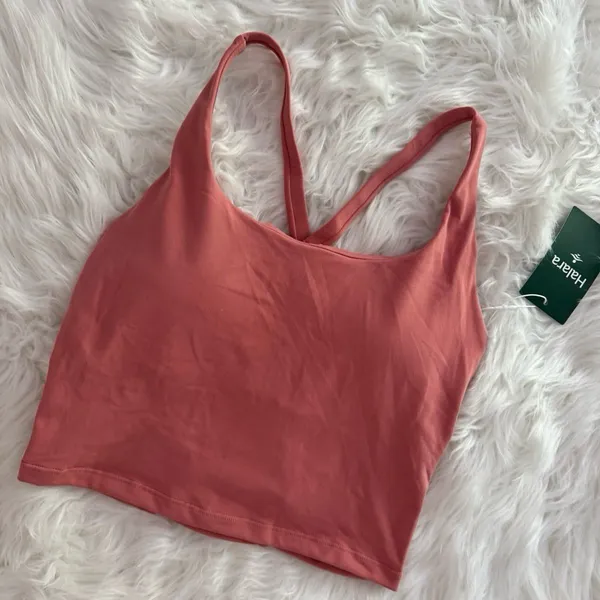 Halara Crisscross Backless Built In Bra Tank Top Blooming Dahlia Size Medium - Image 6