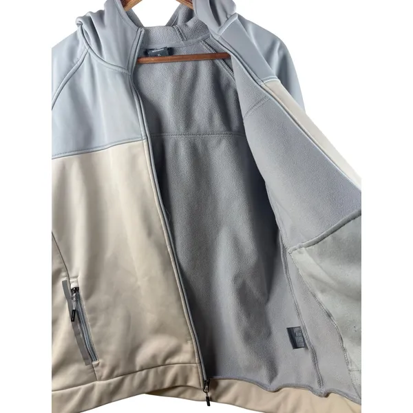 New Balance Womens Size Medium Colorblock‎ Hooded Zip Up Jacket Light Blue Grey - Image 7