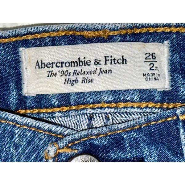 Abercrombie & Fitch The 90s Relaxed Jean High Rise Blue Denim Jeans Size 26 2 XL - Image 3