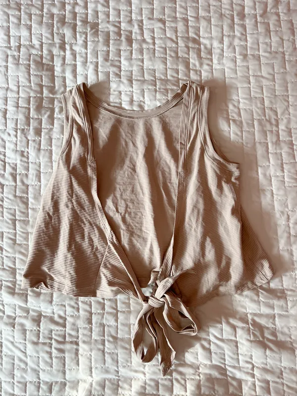 Calia by Carrie Underwood Tan Ribbed Tie Back Tank Top Size XS - Image 2