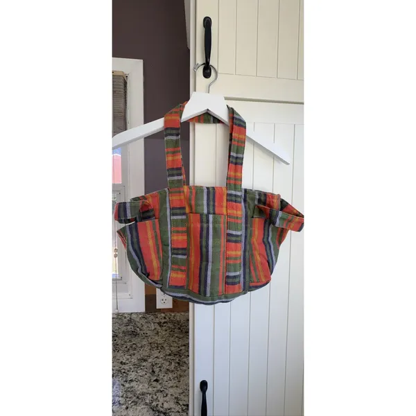 Free People Baby Oksana Tote C 8151 Small Orange Mix Striped Cotton Bag Women's - Image 4