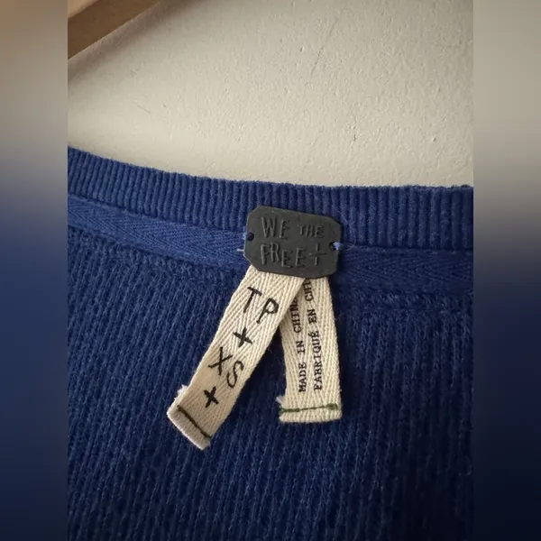 We The Free Royal Blue Rainbow Thermal Henley Long‎ Sleeve Top - Image 7