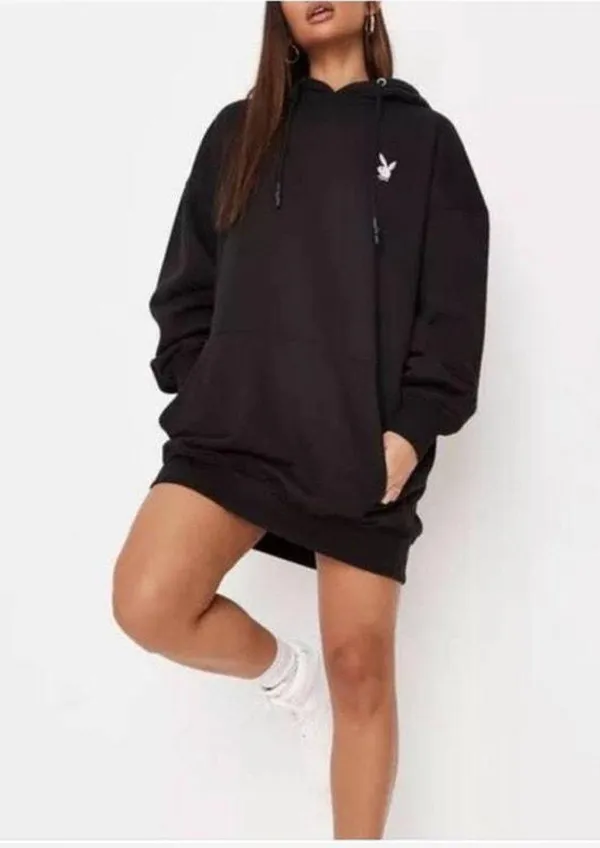 x missguided black and pink hoodie dress - Image 5