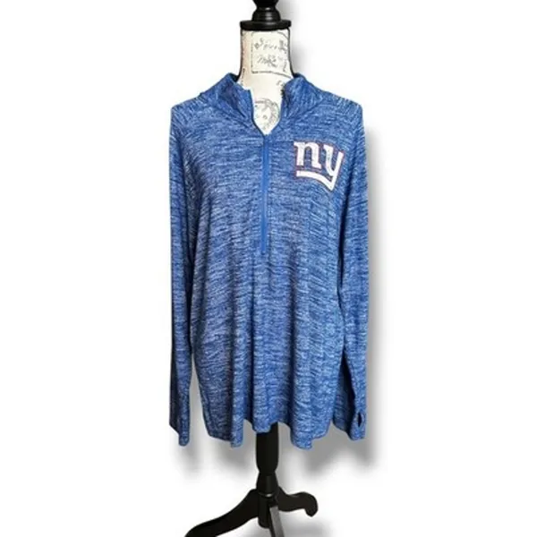 NFL Team Apparel NY Giants Women's Blue Marled Half Zip Lightweight Logo Top XL - Image 2