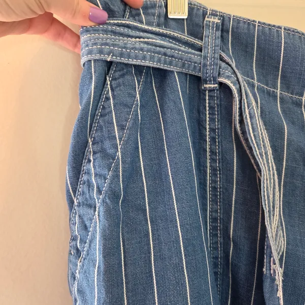 Seven7 Striped Tie Belt Waist Wide Leg Jeans - Image 4