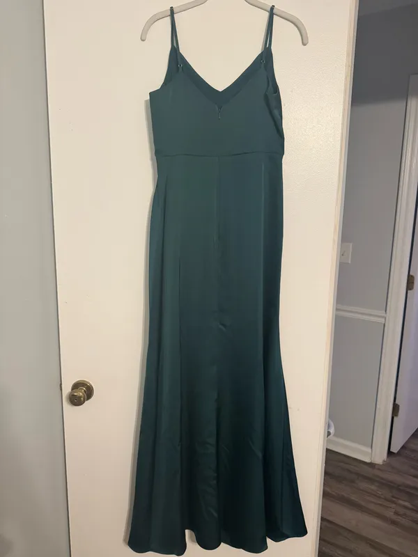 Birdy Grey Emerald Green Matte Satin Dress - Image 2