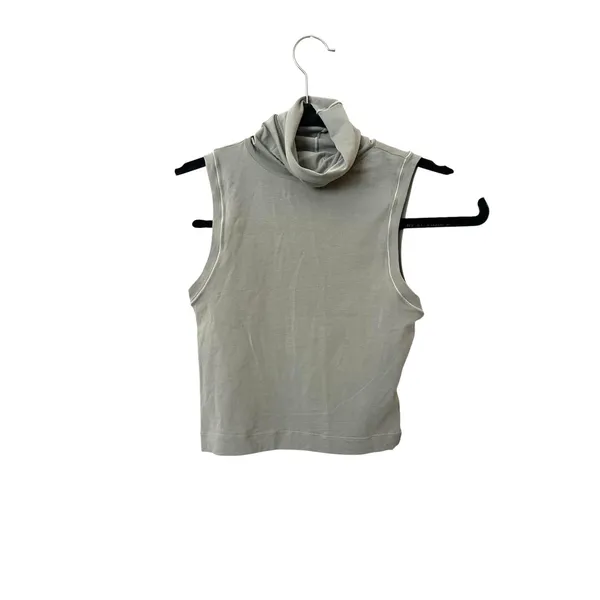 HELSA Jersey Cropped Turtleneck Top‎ Sage X-Small - Image 2