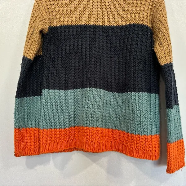 Anthropologie Sparrow Womens Colorblock Striped Chunky Knit Olaf Sweater Medium - Image 3