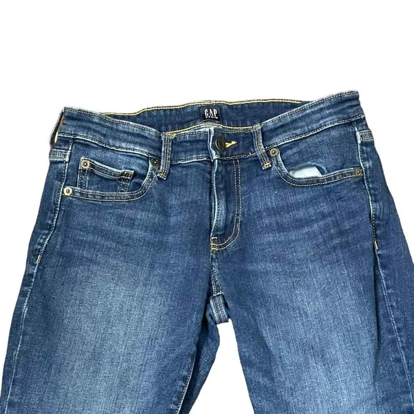 Gap‎ Denim Girlfriend Ankle Jeans Medium Blue Washed Mid-Rise Stretch 2R Women - Image 2