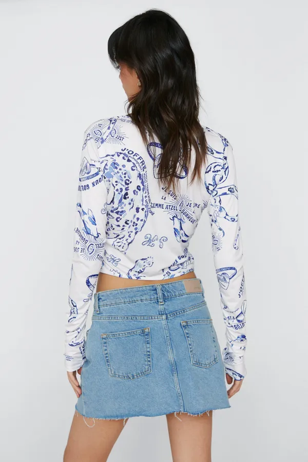 Nasty Gal Printed Tie Top - Image 3