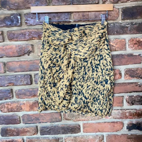 Zara Brown Black Animal Print Twisted-Front Mini Skirt Women's Size XS - Image 2