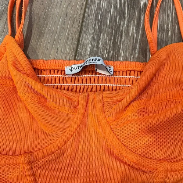 Stradivarius Orange Underwire Corset Cropped Top - Image 2