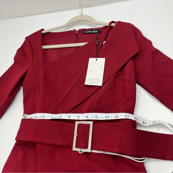 Lavish Alice Ruby Long‎ Sleeve Ponte Midi Dress Burgundy Womens US Size 6 NEW - Image 10