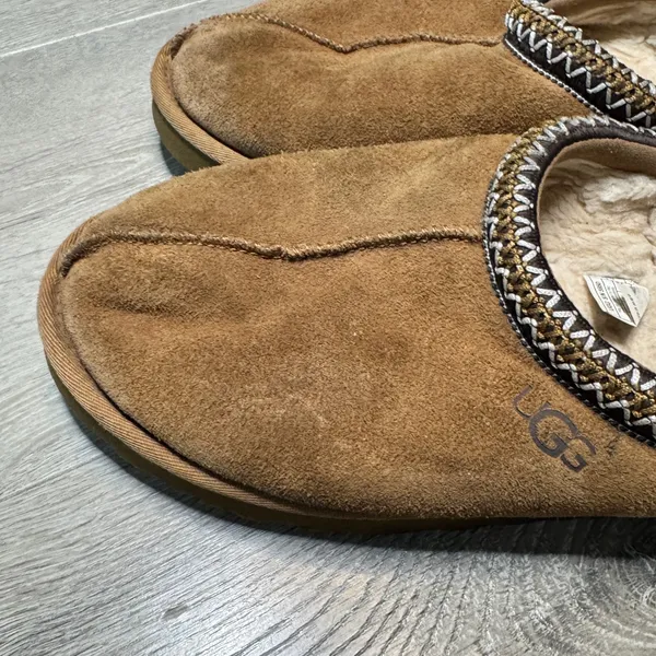 UGG Tasman Chestnut Suede Sheepskin Lined Slippers 5950 Womens Size 10 Mens Sz 8 - Image 6