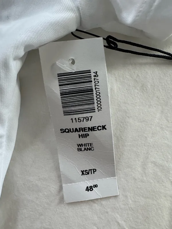 Aritzia Hip Contour Square Neck T-Shirt White XS - Image 5