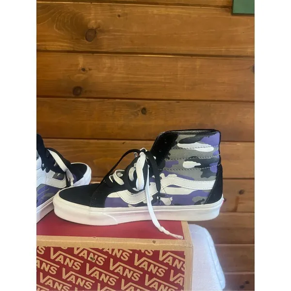 Vans Unisex sk8 hi-rise camo black/purple Womans Sz 9 - Image 5