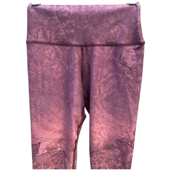 Evolution And Creation Elephant Mandala Floral Whimsical Purple Leggings Size M - Image 4