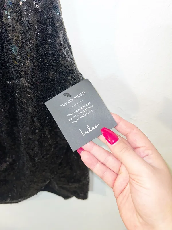 Lulus black sparkly sequin crossover slit mini tank top dress new - Image 6