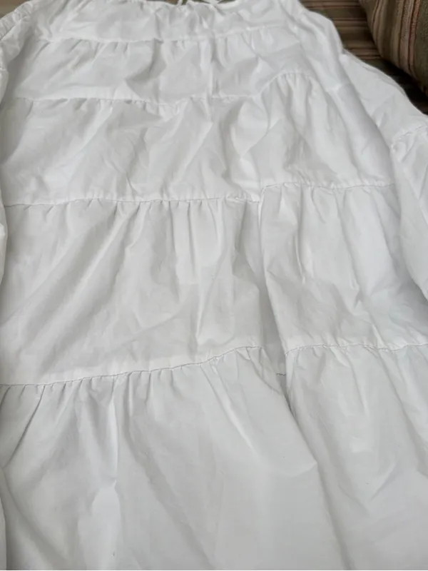 White Tiered Cotton Bed Skirt - Classic Neutral - Image 2