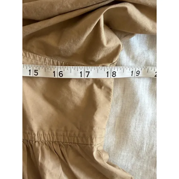 Hunter Bell Blouse Women Small Tan Puff Sleeve V-Neck Cotton 22HBCT5 - Image 9
