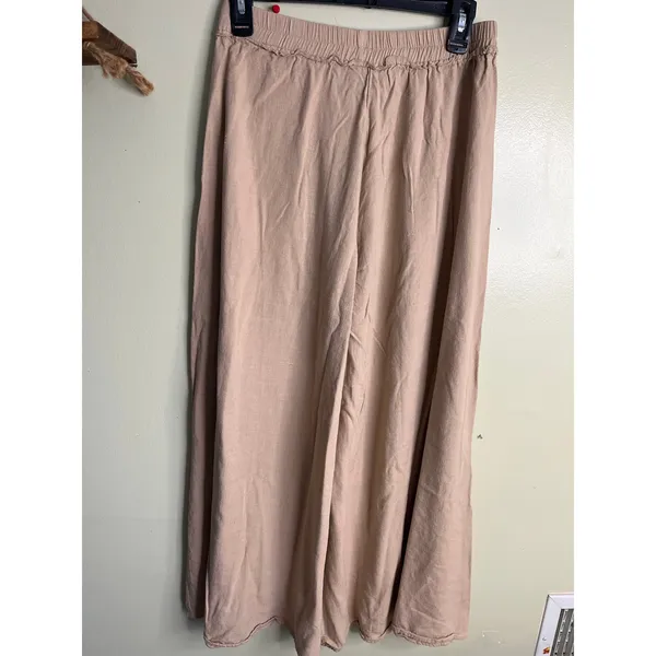 Aakaa pull on wide leg cropped palazzo elastic waistband pants, size medium - Image 13