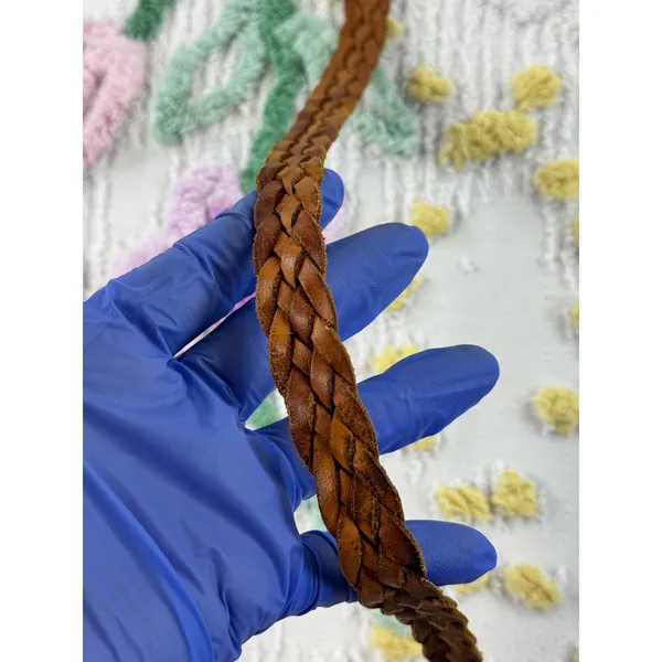 Vintage‎ Braided Leather Belt Cognac Brown Woven Boho Western 36 Inch - Image 7